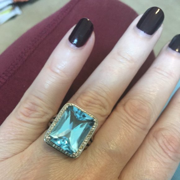 Large Genuine Sky Blue Topaz Sterling Silver Ring - Picture 5 of 14